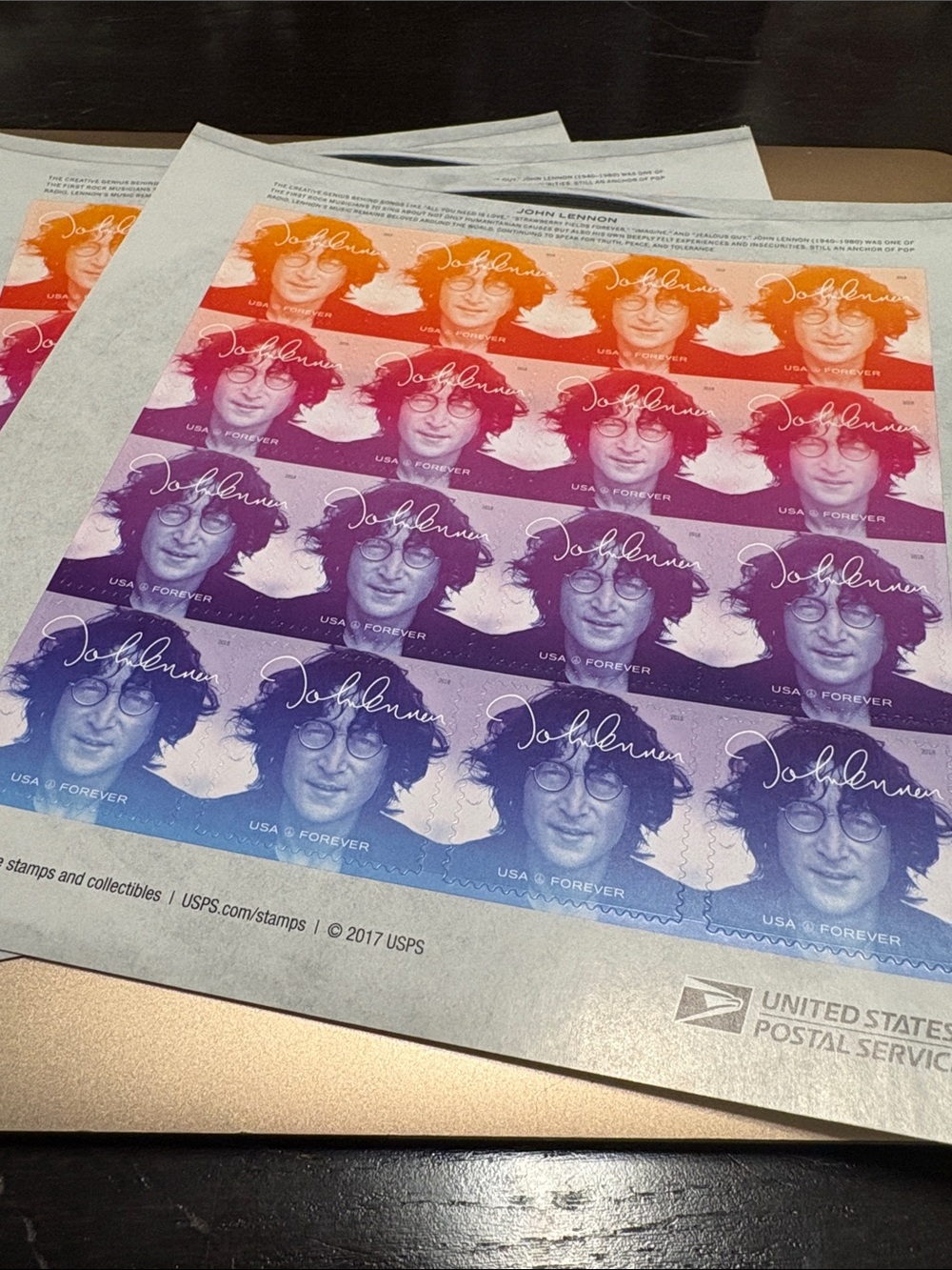 John Lennon Forever Stamps-set of 3 sheets (or individual sheet pricing below)